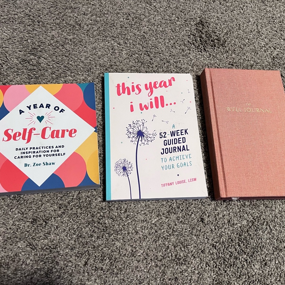 Set of Three Guided Journals - Pink, White, Multicolor Covers